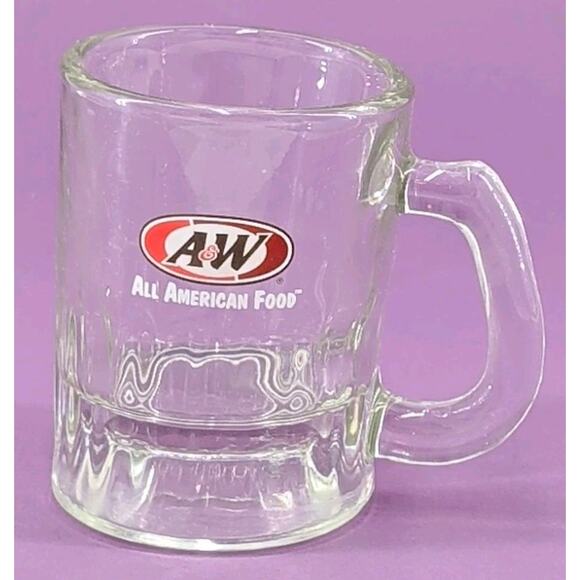 Vintage A&W Root Beer Small Mini Glass Old Logo A and W Mug 3" Shot Glass - Picture 1 of 8